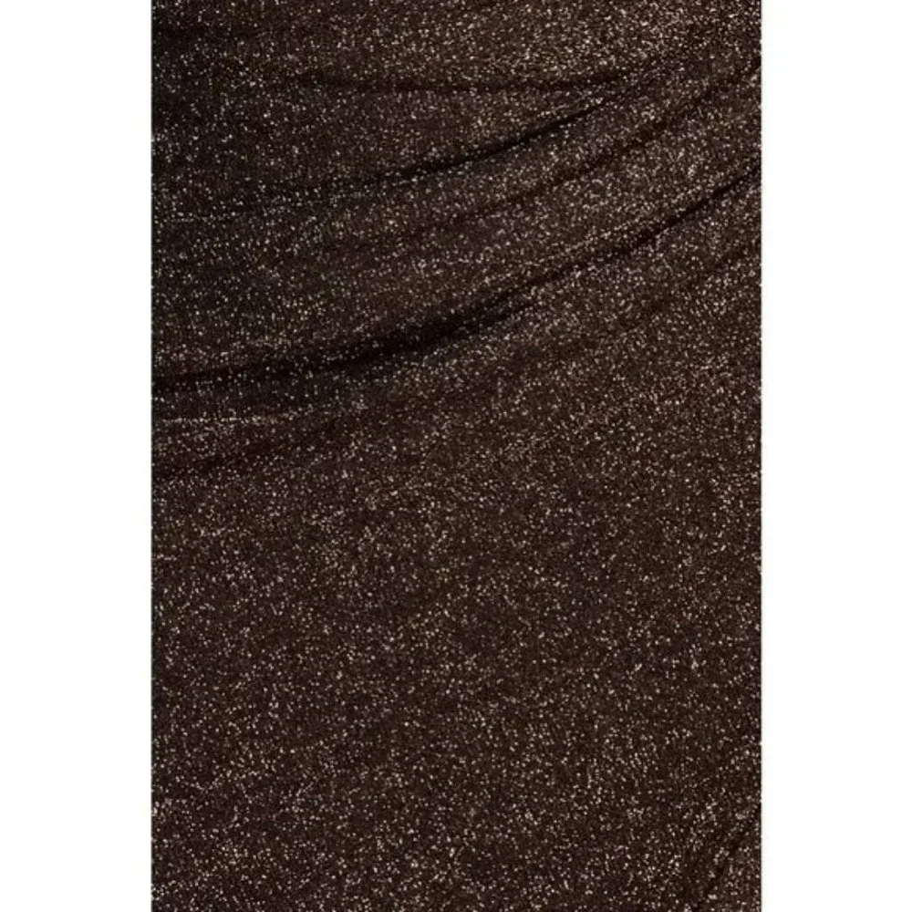 Metallic Glitter Sleeveless V-Neck Ruched Wrap Bodycon Mini Dress - Picture 12 of 13